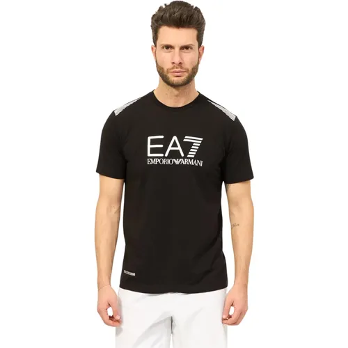 Schwarzes T-Shirt mit Logo und Essential Design , Herren, Größe: 2XL - Emporio Armani EA7 - Modalova