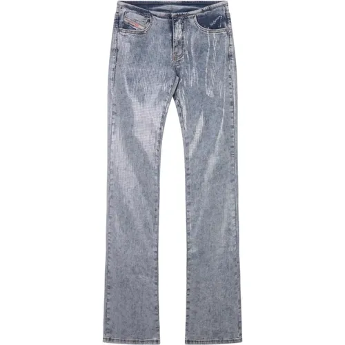 Blaue Bootcut Pailletten Jeans , Damen, Größe: W26 - Diesel - Modalova