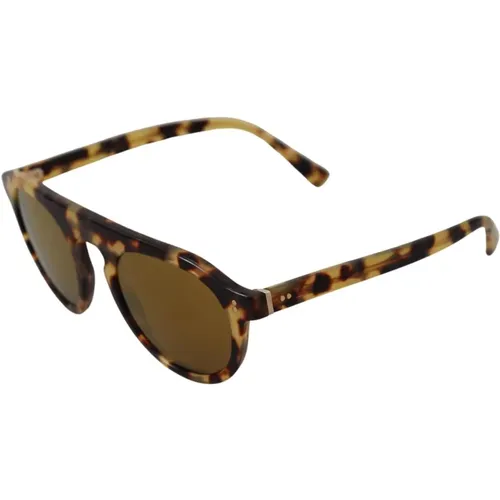 Braune Schildpatt-Sonnenbrille mit goldenen Gläsern - Dolce & Gabbana - Modalova