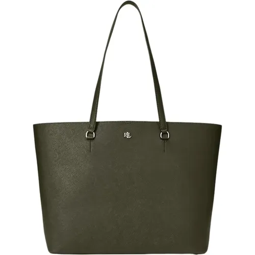 Tote Karly grande in pelle tratteggiata , female, Sizes: ONE SIZE - Ralph Lauren - Modalova