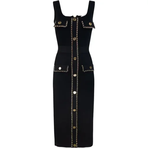 Schwarzes Slim Fit Kleid Reißverschluss , Damen, Größe: M - Elisabetta Franchi - Modalova