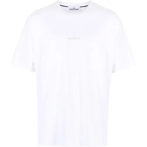 Weißes Jersey-T-Shirt mit Compass-Logo , Herren, Größe: L - Stone Island - Modalova