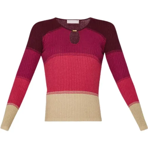 Multicolour Ribbed Sweatshirt with Lurex Details , female, Sizes: M, S - Liu Jo - Modalova