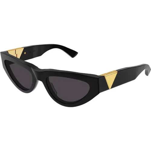 Schwarze/Graue Sonnenbrille , Damen, Größe: 55 MM - Bottega Veneta - Modalova