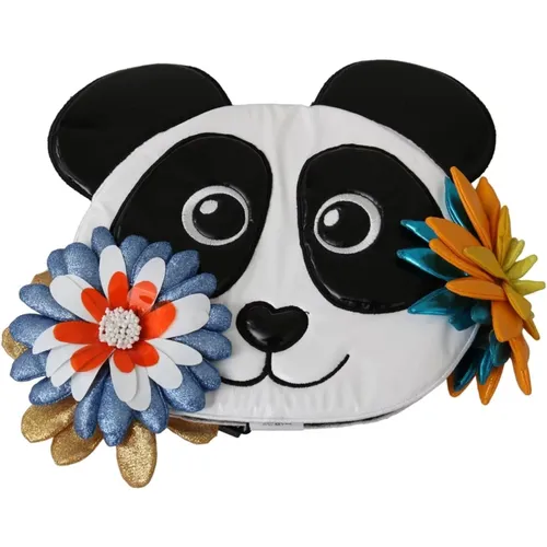 Panda and Flower Beanie Hat , female, Sizes: ONE SIZE - Dolce & Gabbana - Modalova