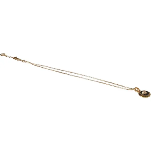 Medusa Pendant Necklace - Gold and Black , male, Sizes: ONE SIZE - Versace - Modalova
