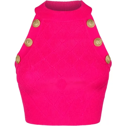 Fuchsia Sweaters for Women , female, Sizes: XS, S, M - Balmain - Modalova