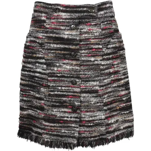 Multicoloured Tweed A-Line Silk Skirt , female, Sizes: M - Chanel Vintage - Modalova