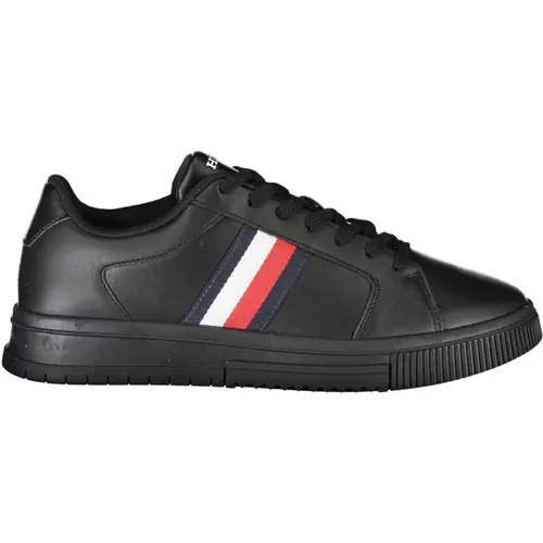 Sportliche Schnürschuhe Schwarz Kontrast Logo - Tommy Hilfiger - Modalova