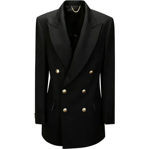 Schwarzes Futter Knopfverschluss Jacke - Victoria Beckham - Modalova