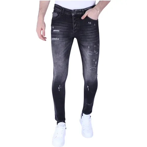 Slim Fit Stone Wash Jeans mit Löchern für Männer -1102 , Herren, Größe: W36 - Local Fanatic - Modalova