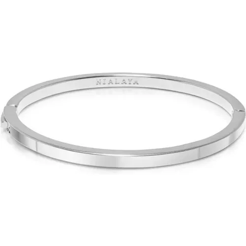 Men's Silver Simplicity Bangle , male, Sizes: XL, M, L - Nialaya - Modalova