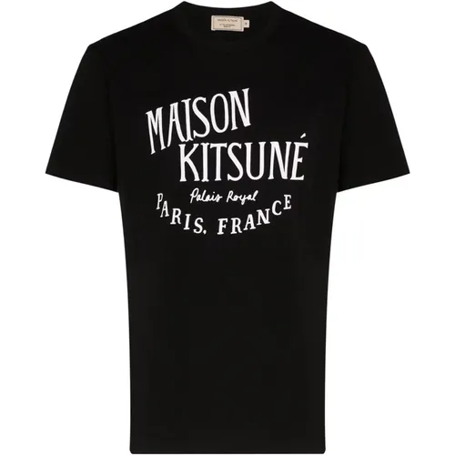 Schwarze Klassische T-shirts und Polos , Herren, Größe: XL - Maison Kitsuné - Modalova