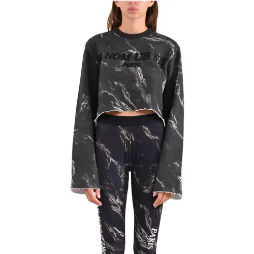 Sweatshirt cropped marble all over printed whit logo , female, Sizes: S, L, M - IH NOM UH NIT - Modalova