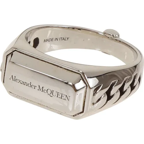 Antil Chain Signet Ring - alexander mcqueen - Modalova