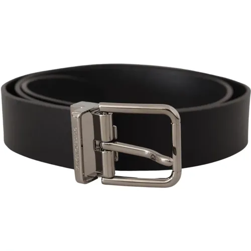 Leather Belt with Metal Buckle , male, Sizes: 85 CM - Dolce & Gabbana - Modalova