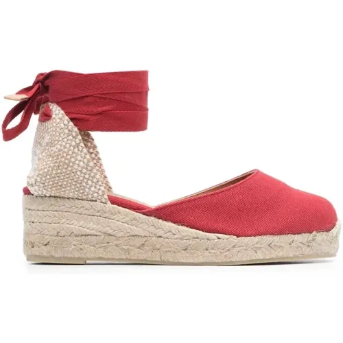 Rote Canvas Espadrilles Keilabsatz Schuhe , Damen, Größe: 39 EU - Castañer - Modalova