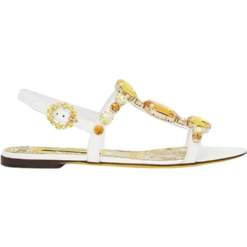 Embellished Sandals in Patent Leather , female, Sizes: 6 1/2 UK, 5 1/2 UK, 7 UK, 3 1/2 UK, 4 1/2 UK, 6 UK, 4 UK, 5 UK, 7 1/2 UK, 3 UK - Dolce & Gabbana - Modalova