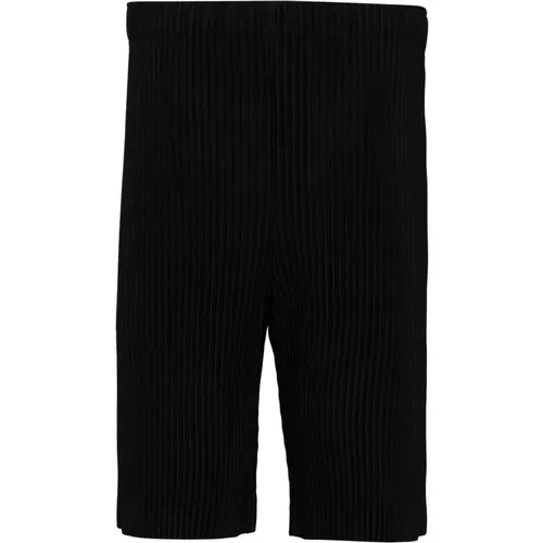 Schwarze Plissierte Bermuda Shorts , Herren, Größe: L - Issey Miyake - Modalova