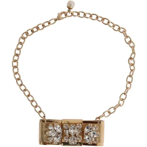 Kristall Schleifen Choker Halskette , Damen, Größe: ONE Size - Dolce & Gabbana - Modalova