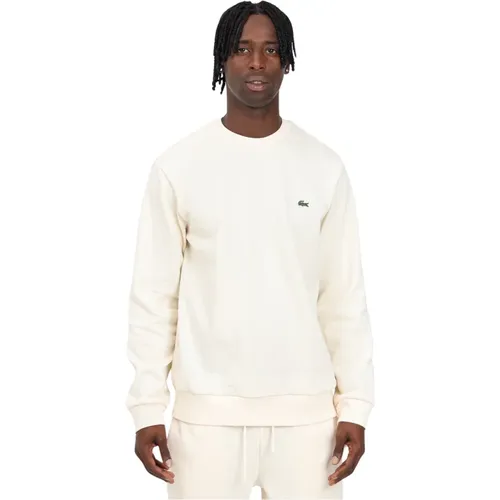 Cream Crewneck Sweater Casual Fall Winter , male, Sizes: L, XL, M, S - Lacoste - Modalova