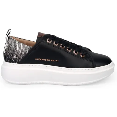 Wembley Schwarze Ledersneakers , Damen, Größe: 36 EU - Alexander Smith - Modalova