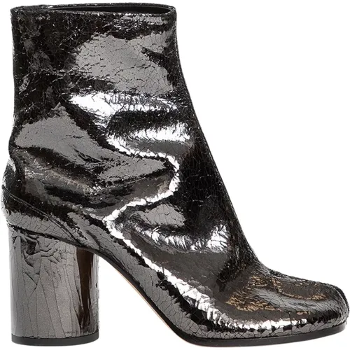 Ironcrackled Mirror Leather Ankle Boots , female, Sizes: 3 1/2 UK, 6 UK, 5 1/2 UK, 4 1/2 UK, 2 UK, 4 UK, 3 UK, 5 UK, 7 UK - Maison Margiela - Modalova