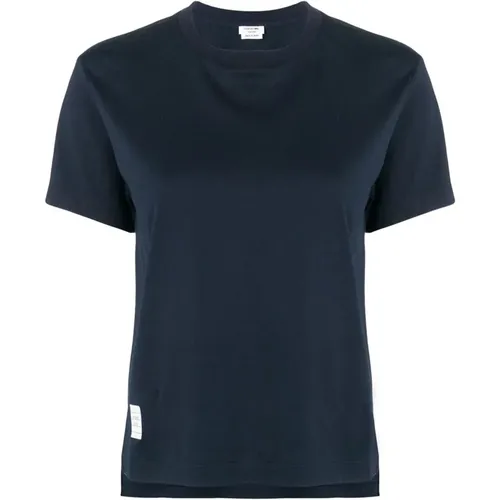 Blau Logo-Patch T-Shirt und Polo , Damen, Größe: 2XS - Thom Browne - Modalova