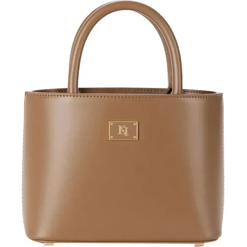 Compact Dove Grey Shopper Bag , female, Sizes: ONE SIZE - Elisabetta Franchi - Modalova