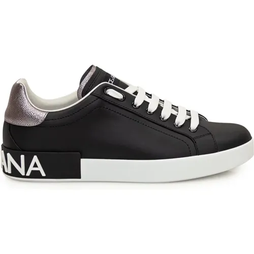 Schwarze Silberne Weiße Low Top Sneakers - Dolce & Gabbana - Modalova