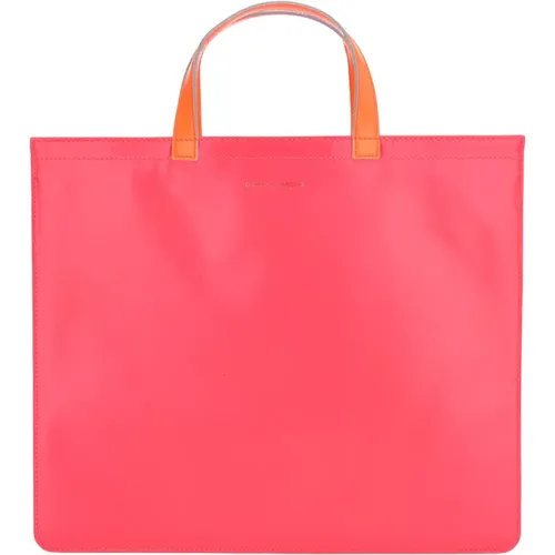 Pink Yellow Super Fluo Leather Tote Bag , female, Sizes: ONE SIZE - Comme des Garçons - Modalova