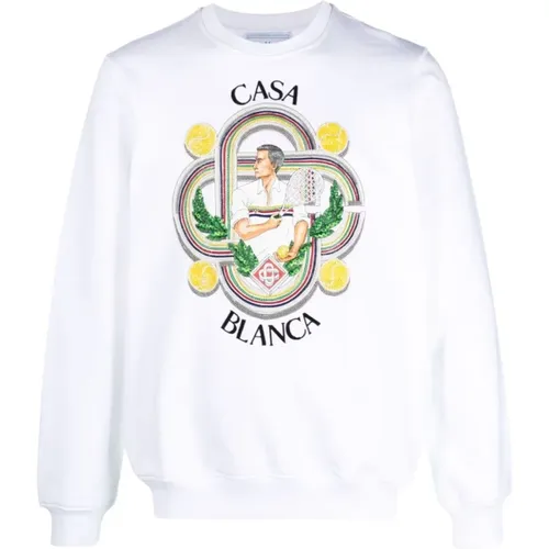 Cotton Sweatshirt with Graphic Print , male, Sizes: S, M, L - Casablanca - Modalova