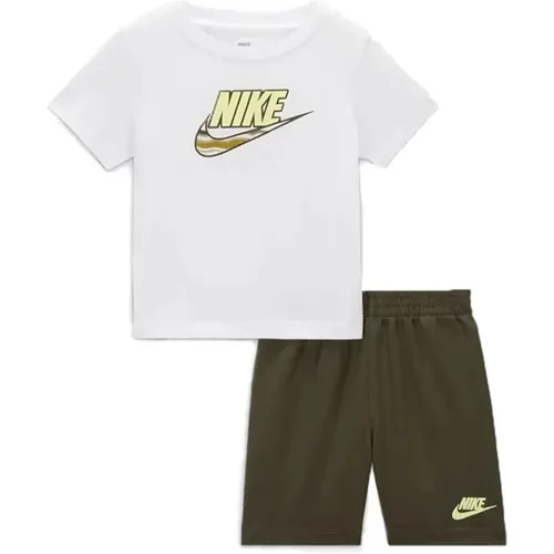 Kinder Weißes und Grünes T-Shirt und Shorts Set - Nike - Modalova