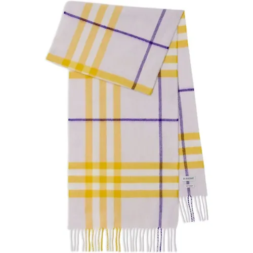 Lilac Checked Cashmere Scarf , female, Sizes: ONE SIZE - Burberry - Modalova