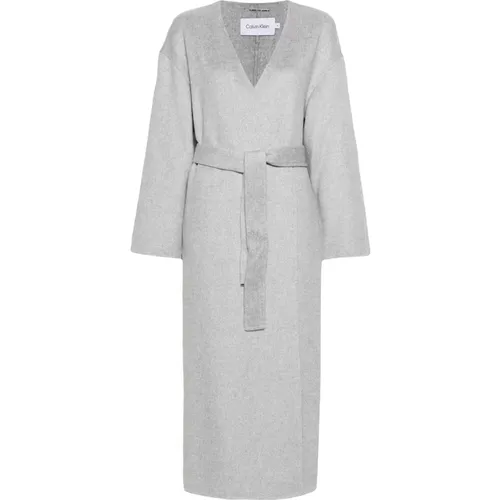 Heather Wool Coat , Damen, Größe: M - Calvin Klein - Modalova