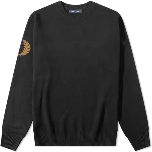 Graphic Print Round Crew Knit -S , male, Sizes: S, XL - Fred Perry - Modalova