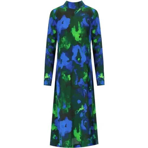 Blau-Grünes Aquarell Midi Kleid , Damen, Größe: S - Stine Goya - Modalova