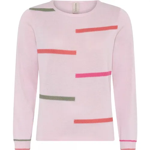 Gestreifte Pullover Bluse Rose , Damen, Größe: L - Skovhuus - Modalova