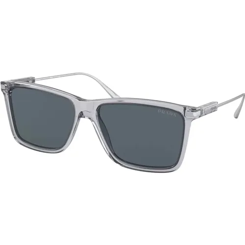Transparent Grau/Blau Sonnenbrille , Herren, Größe: 58 MM - Prada - Modalova