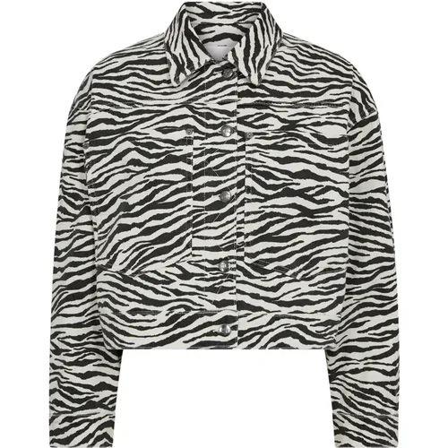 Zioncc Zebra Crop Jacke Offwhite , Damen, Größe: M - Co'Couture - Modalova