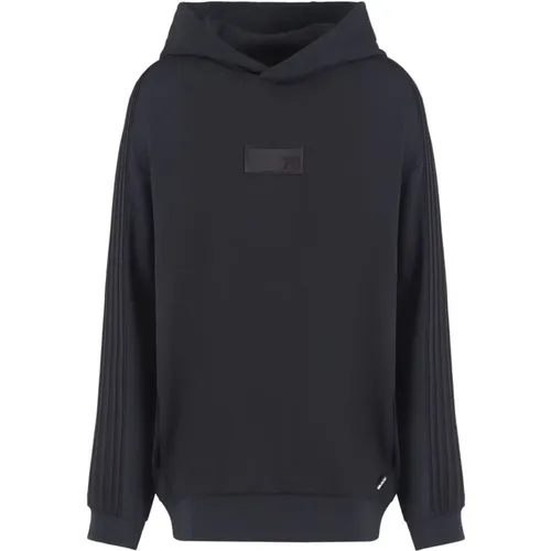 Schwarzer Kapuzenpullover mit Logodetail , Herren, Größe: L - Emporio Armani EA7 - Modalova