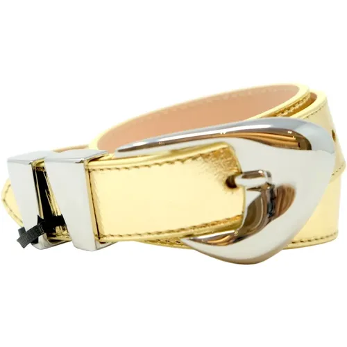 Gold Leather Moore Metallic Belt , female, Sizes: S, L - By FAR - Modalova