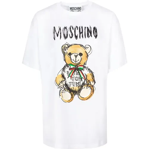 Teddy Bear Print T-shirt , female, Sizes: M, S - Moschino - Modalova