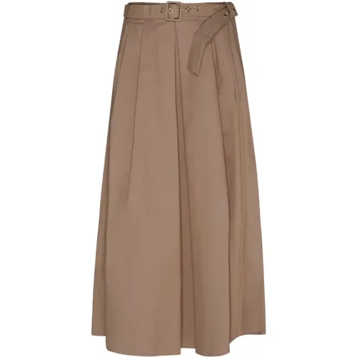 Camel Long Twill Skirt , female, Sizes: S, XS - Max Mara - Modalova