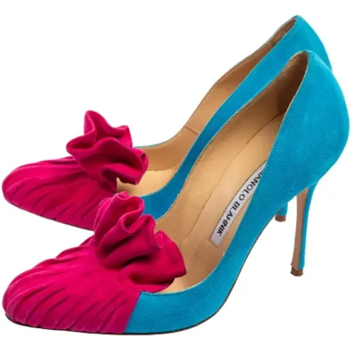 Pre-owned Suede heels , female, Sizes: 4 1/2 UK - Manolo Blahnik Pre-owned - Modalova