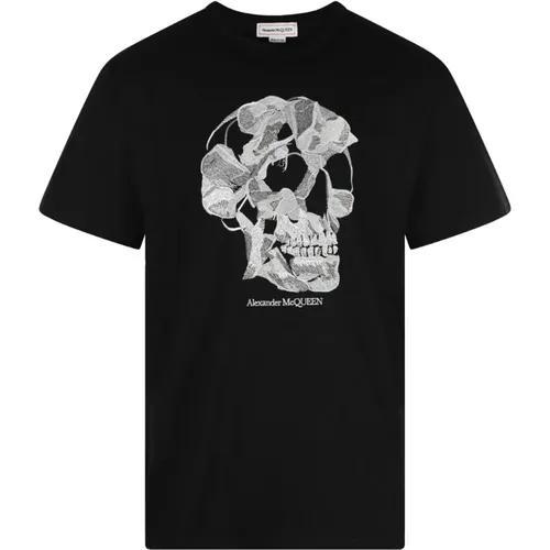 Schwarzes Baumwoll-T-Shirt mit Frontalem Druck , Herren, Größe: S - alexander mcqueen - Modalova