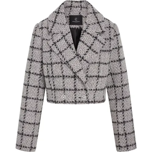 Short Sand Check Blazer Elegant Style , female, Sizes: M, 2XL, S, XS, L, XL - Bruuns Bazaar - Modalova