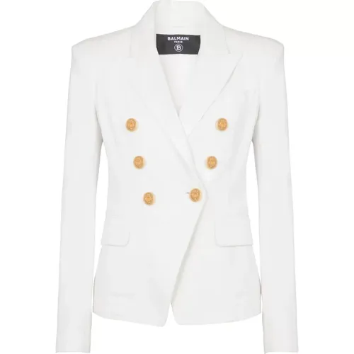 Button denim jacket , female, Sizes: S, M, L, XS - Balmain - Modalova