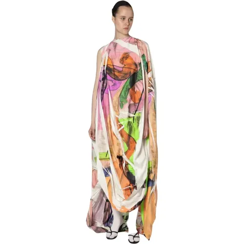 Hand-Painted Statement Dress with Cape , female, Sizes: XS - Roksanda - Modalova