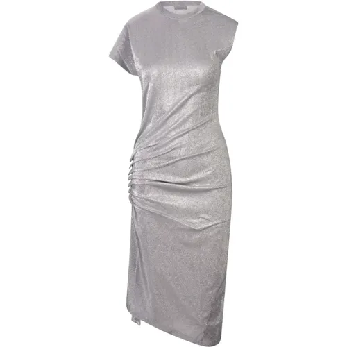 Silber Lurex Drapiertes Midi-Kleid , Damen, Größe: 2XS - Paco Rabanne - Modalova